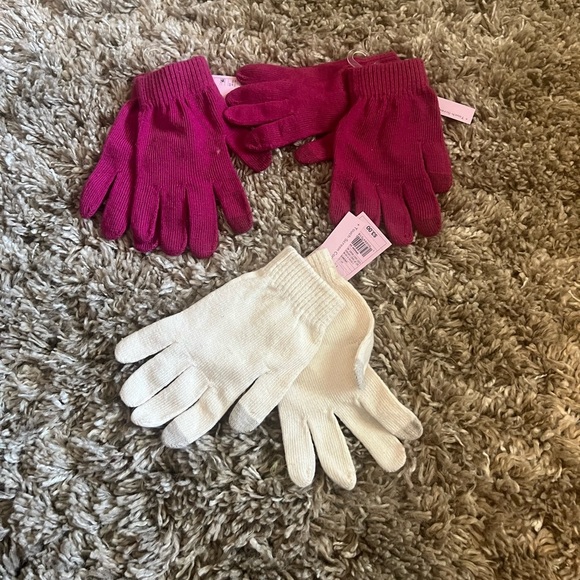 NWT wild Fable set of 3 pink and cream touch screen gloves set - Picture 2 of 2